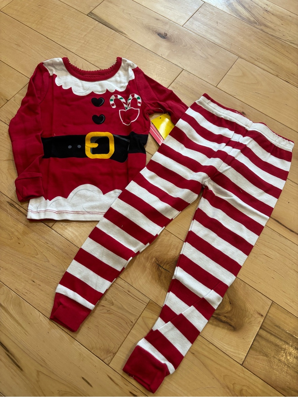 👒Kids Red and White Santa Stripe Pajama Set